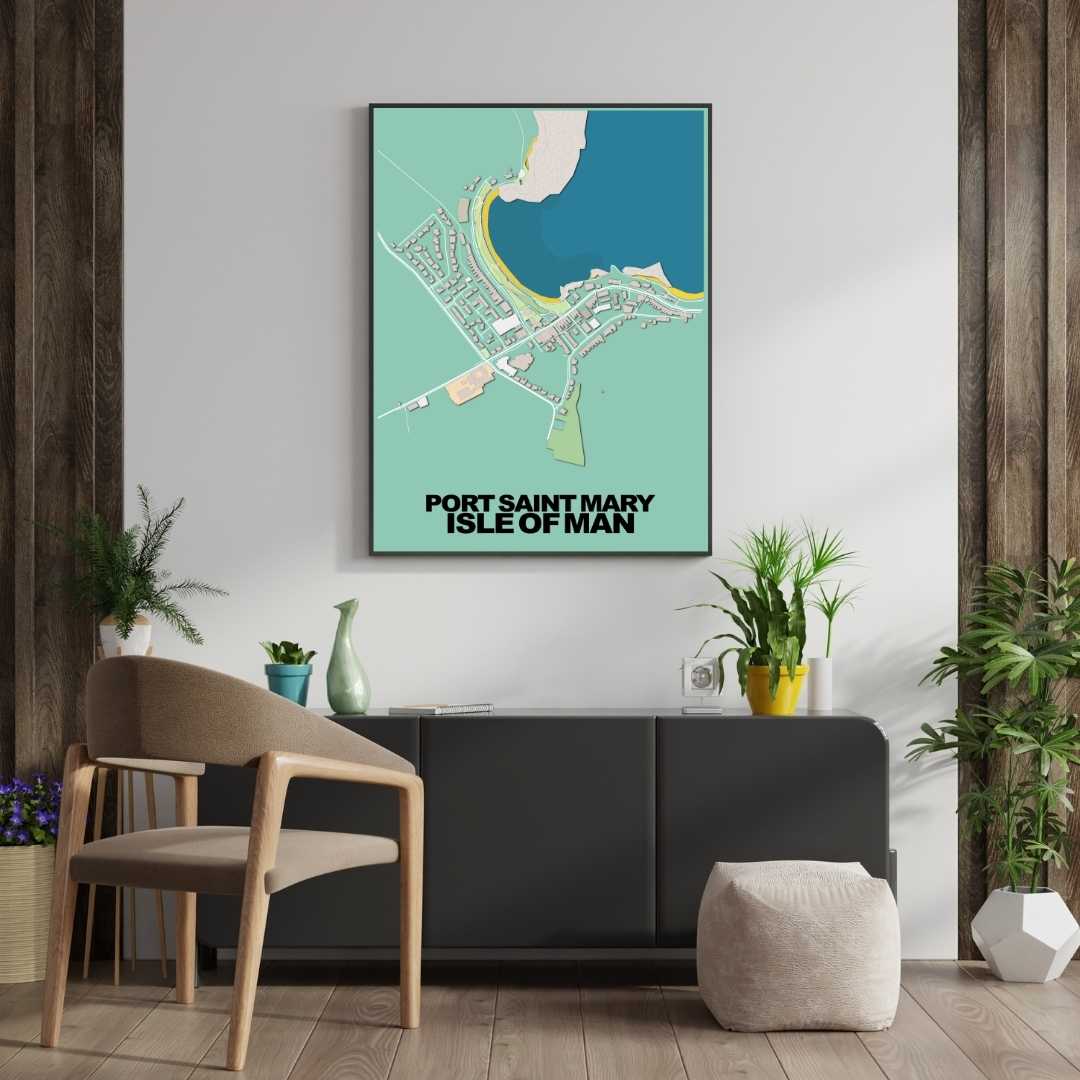 COLOURED ROAD MAP OF PORT SAINT MARY, ISLE OF MAN BY MAPBAKES