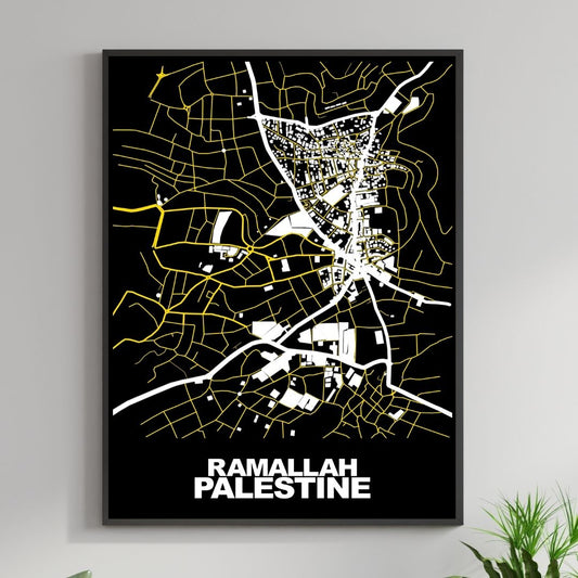 COLOURED ROAD MAP OF RAMALLAH, PALESTINE BY MAPBAKES