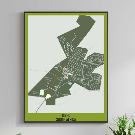 COLOURED ROAD MAP OF BISHO, SOUTH AFRICA BY MAPBAKES