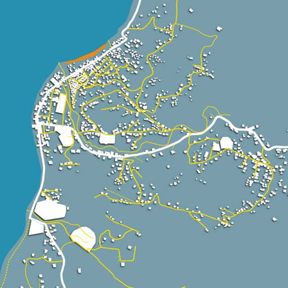 COLOURED ROAD MAP OF GOUYAVE, GRENADA BY MAPBAKES