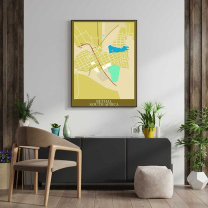 COLOURED ROAD MAP OF BETHAL, SOUTH AFRICA BY MAPBAKES