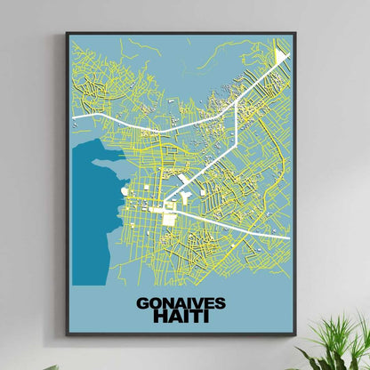 COLOURED ROAD MAP OF GONAIVES, HAITI BY MAPBAKES