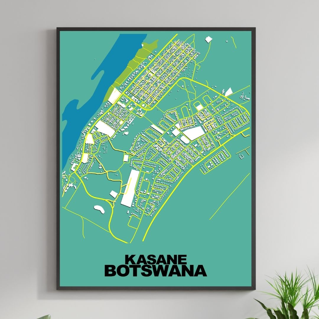 COLOURED ROAD MAP OF KASANE, BOTSWANA BY MAPBAKES