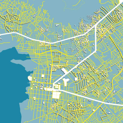 COLOURED ROAD MAP OF GONAIVES, HAITI BY MAPBAKES