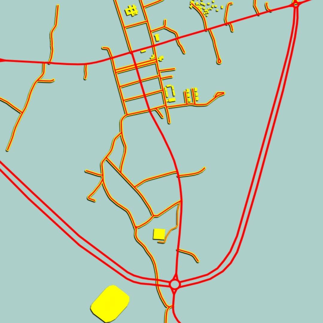 COLOURED ROAD MAP OF ANISOC, EQUATORIAL GUINEA BY MAPBAKES