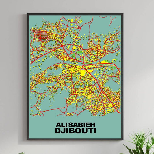 COLOURED ROAD MAP OF ALISABIEH, DJIBOUTI BY MAPBAKES