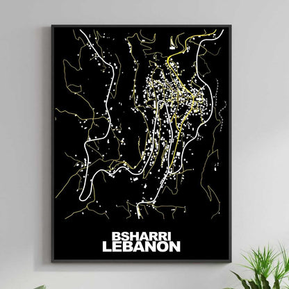 COLOURED ROAD MAP OF BSHARRI, LEBANON BY MAPBAKES