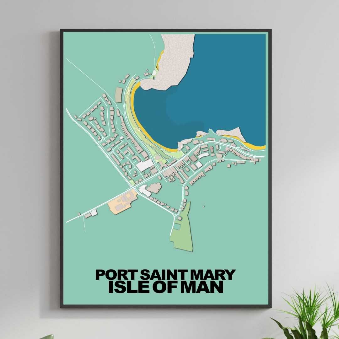 COLOURED ROAD MAP OF PORT SAINT MARY, ISLE OF MAN BY MAPBAKES