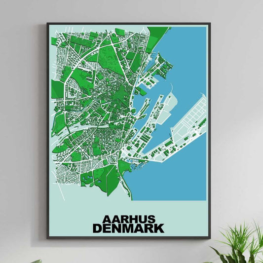 COLOURED ROAD MAP OF AARHUS, DENMARK BY MAPBAKES
