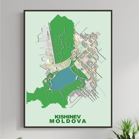 COLOURED ROAD MAP OF CHISINAU, MOLDOVA BY MAPBAKES