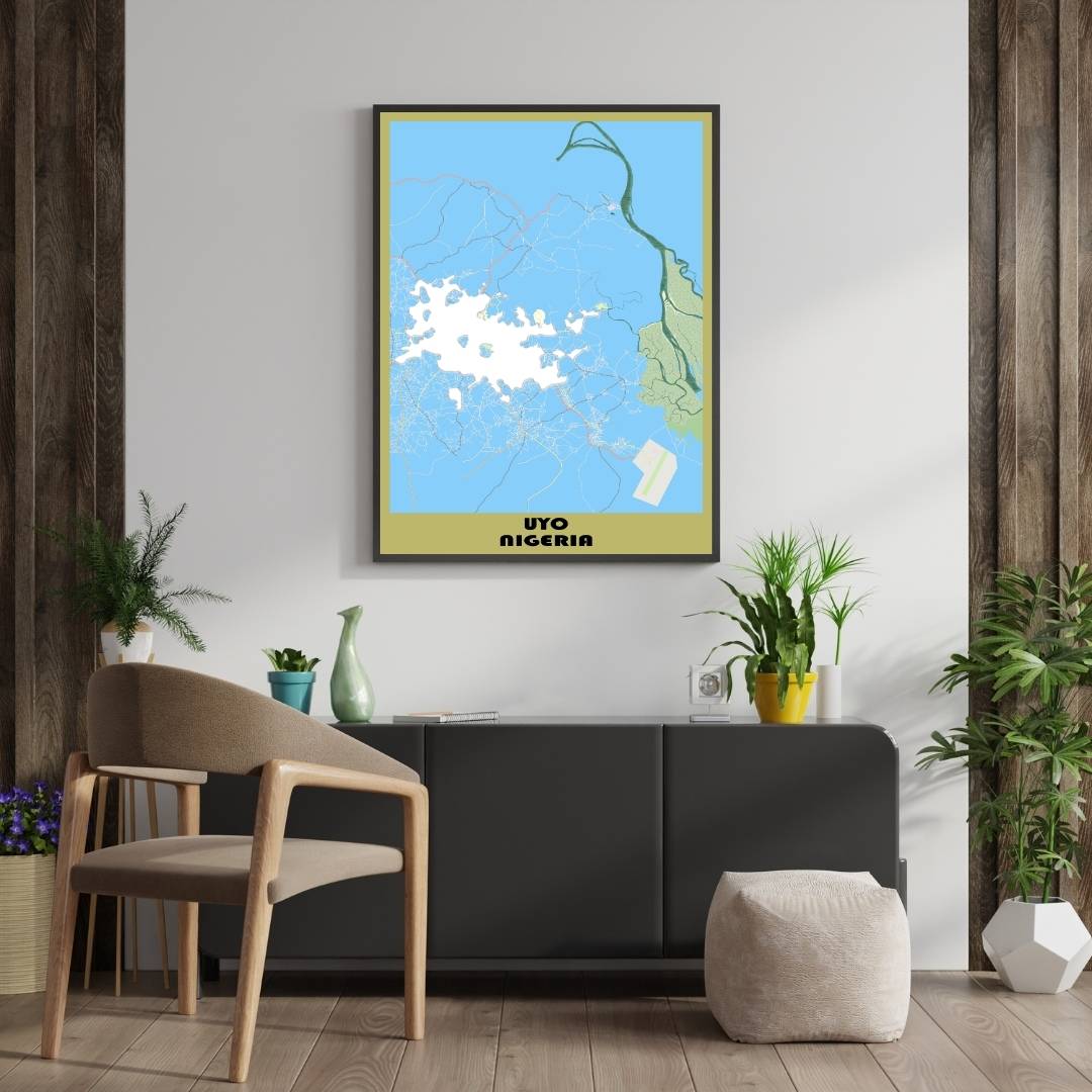 COLOURED ROAD MAP OF UYO, NIGERIA BY MAPBAKES