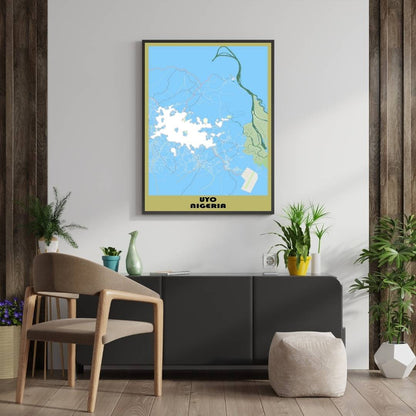 COLOURED ROAD MAP OF UYO, NIGERIA BY MAPBAKES