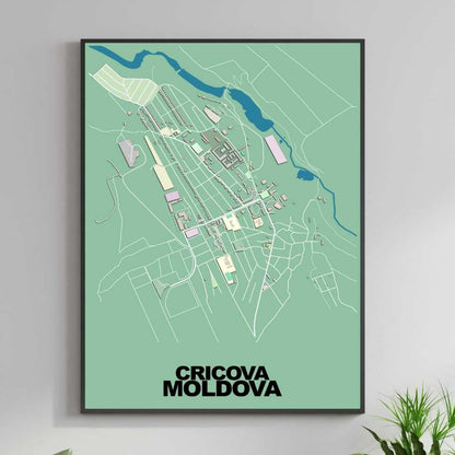 COLOURED ROAD MAP OF CRICOVA, MOLDOVA BY MAPBAKES