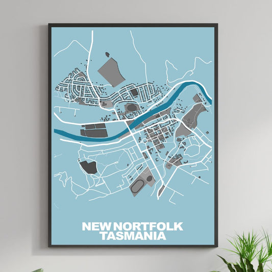 COLOURED ROAD MAP OF NEW NORTFOLK, TASMANIA BY MAPBAKES