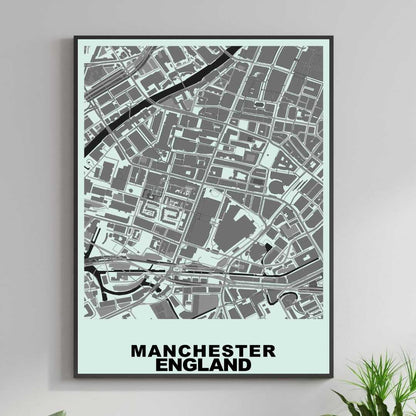 COLOURED ROAD MAP OF MANCHESTER, ENGLAND BY MAPBAKES