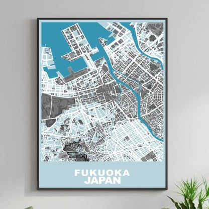 COLOURED ROAD MAP OF FUKUOKA, JAPAN BY MAPBAKES