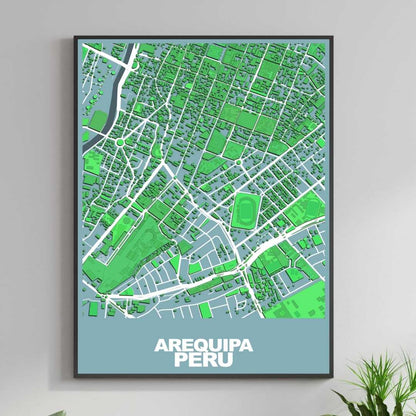 COLOURED ROAD MAP OF AREQUIPA, PERU BY MAPBAKES