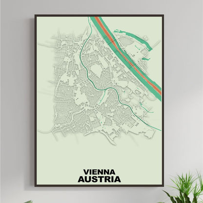 COLOURED ROAD MAP VIENNA, AUSTRIA BY MAPBAKES