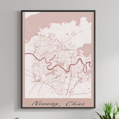 COLOURED ROAD MAP OF NANNING, CHINA BY MAPBAKES