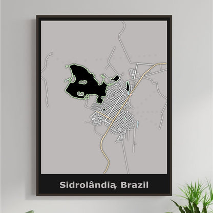 COLOURED ROAD MAP OF SIDROLANDIA, BRAZIL BY MAPBAKES