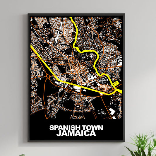 COLOURED ROAD MAP OF SPANISH TOWN, JAMAICA BY MAPBAKES