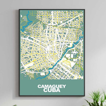 COLOURED ROAD MAP OF CAMAGUEY, CUBA BY MAPBAKES