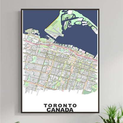 COLOURED ROAD MAP OF TORONTO, CANADA BY MAPBAKES