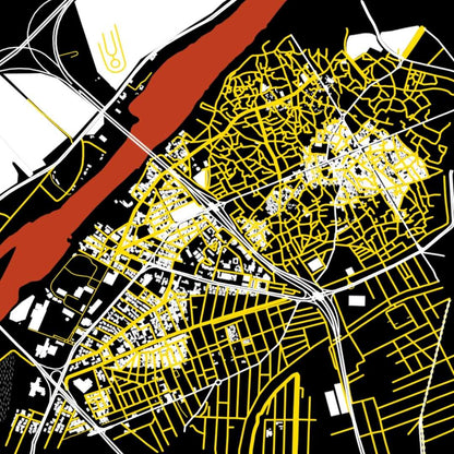 COLOURED ROAD MAP OF MOSUL, IRAQ BY MAPBAKES