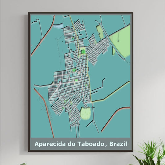 COLOURED ROAD MAP OF APARECIDA DO TABOADO, BRAZIL BY MAPBAKES