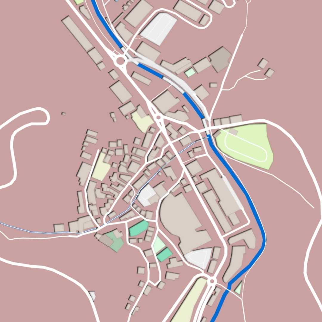 COLOURED ROAD MAP OF CANILLO, ANDORRA BY MAPBAKES