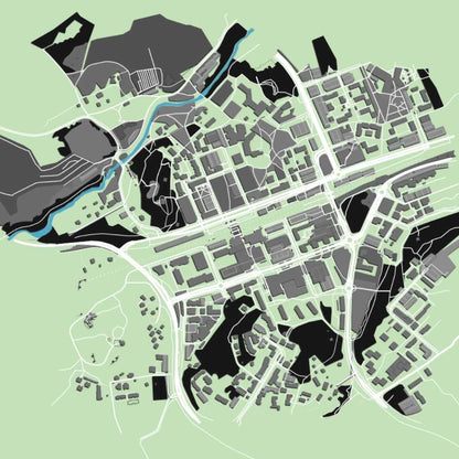 COLOURED ROAD MAP OF ESPOO, FINLAND BY MAPBAKES