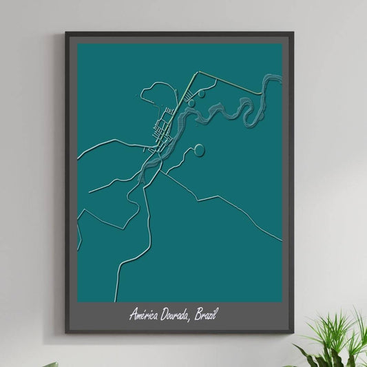 COLOURED ROAD MAP OF AMÃ‰RICA DOURADA, BRAZIL BY MAPBAKES