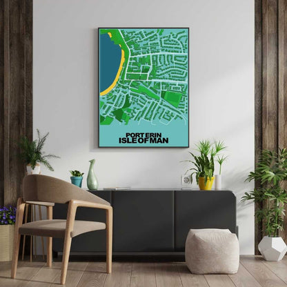 COLOURED ROAD MAP OF PORT ERIN, ISLE OF MAN BY MAPBAKES