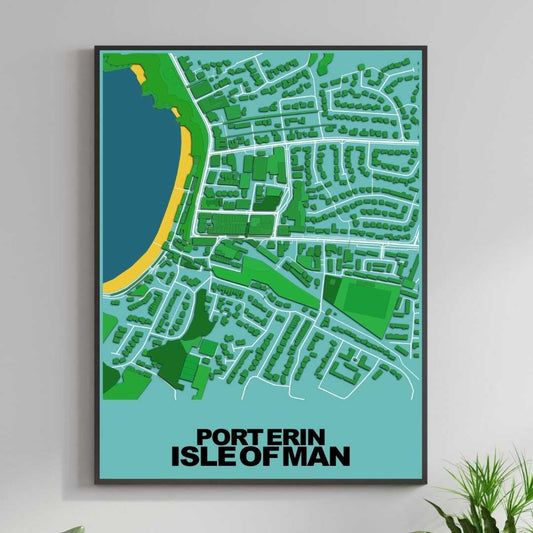 COLOURED ROAD MAP OF PORT ERIN, ISLE OF MAN BY MAPBAKES