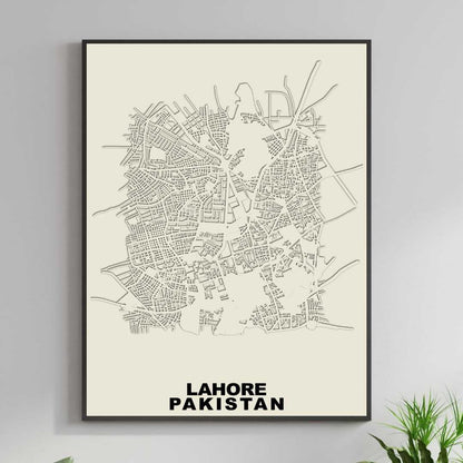 COLOURED ROAD MAP OF LAHORE, PAKISTAN BY MAPBAKES