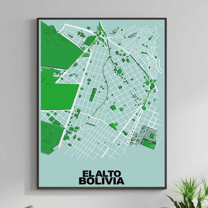 COLOURED ROAD MAP OF ELALTO, BOLIVIA BY MAPBAKES