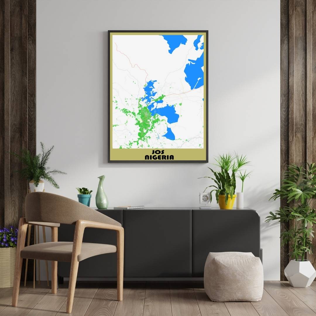 COLOURED ROAD MAP OF JOS, NIGERIA BY MAPBAKES