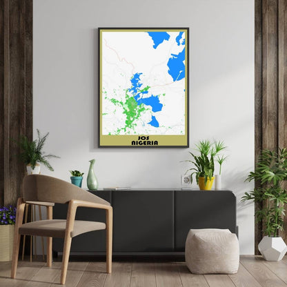 COLOURED ROAD MAP OF JOS, NIGERIA BY MAPBAKES