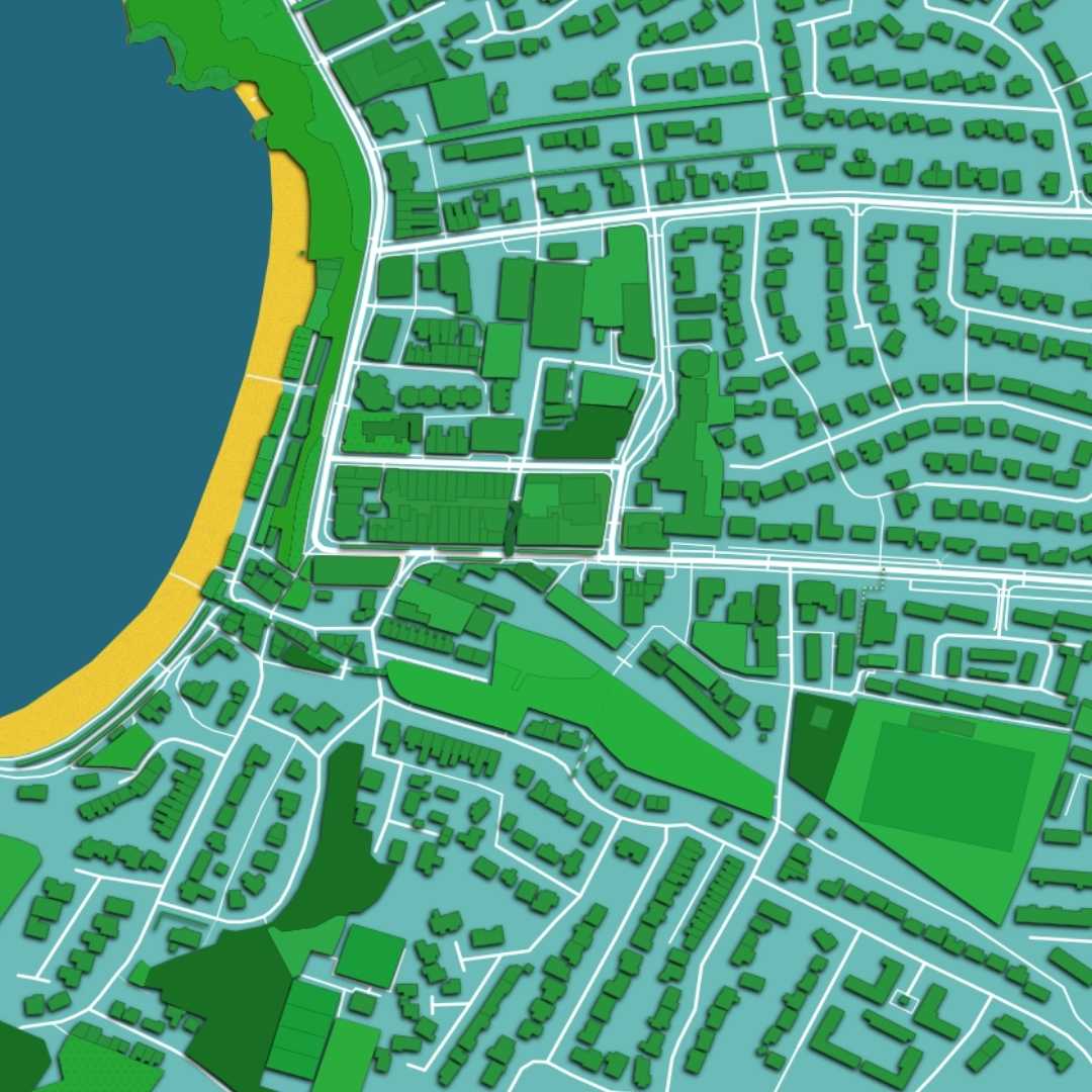 COLOURED ROAD MAP OF PORT ERIN, ISLE OF MAN BY MAPBAKES
