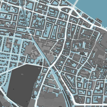 COLOURED ROAD MAP OF AALBORG, DENMARK BY MAPBAKES