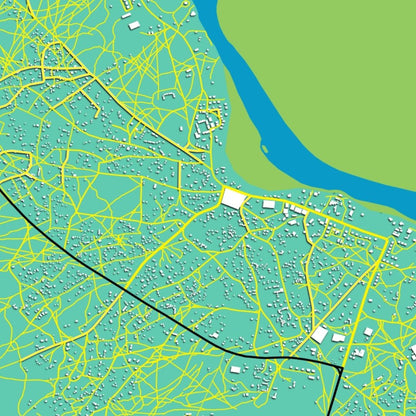 COLOURED ROAD MAP OF SHAKAWE, BOTSWANA BY MAPBAKES