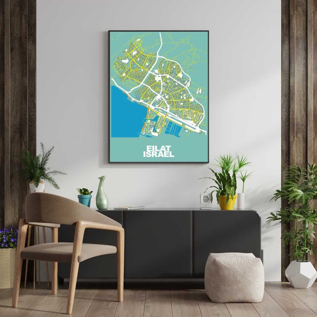 COLOURED ROAD MAP OF EILAT, ISRAEL BY MAPBAKES