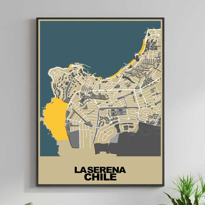 COLOURED ROAD MAP OF LA SERENA, CHILE BY MAPBAKES