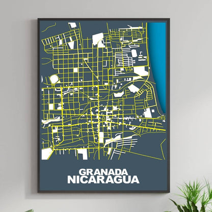 COLOURED ROAD MAP OF GRANADA, NICARAGUA BY MAPBAKES