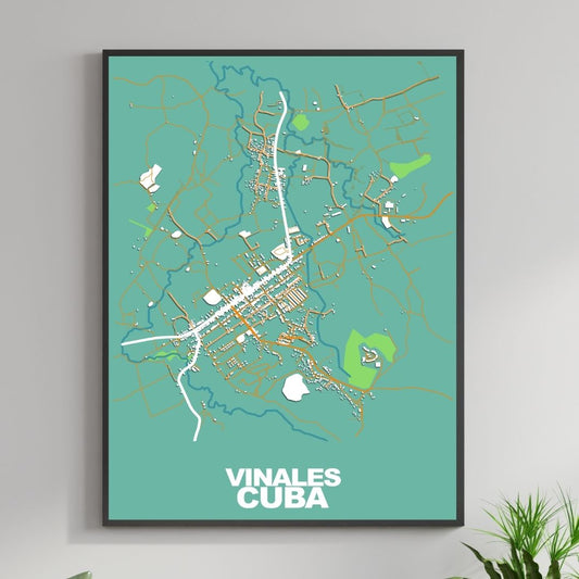 COLOURED ROAD MAP OF VINALES, CUBA BY MAPBAKES