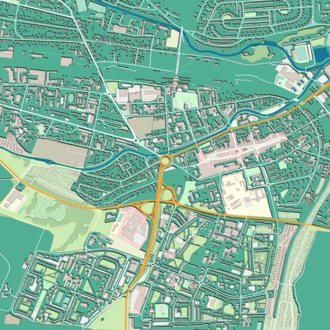 COLOURED ROAD MAP OF POPRAD, SLOVAKIA BY MAPBAKES