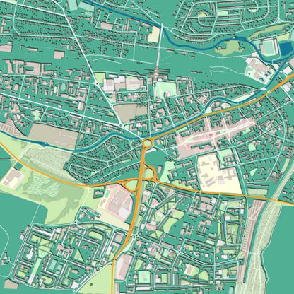 COLOURED ROAD MAP OF POPRAD, SLOVAKIA BY MAPBAKES