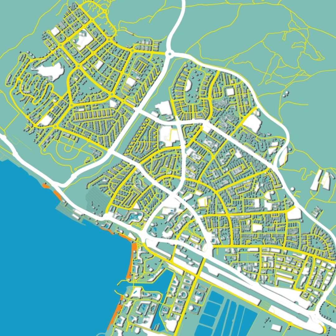 COLOURED ROAD MAP OF EILAT, ISRAEL BY MAPBAKES