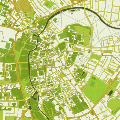 COLOURED ROAD MAP OF CAMBRIDGE, ENGLAND BY MAPBAKES