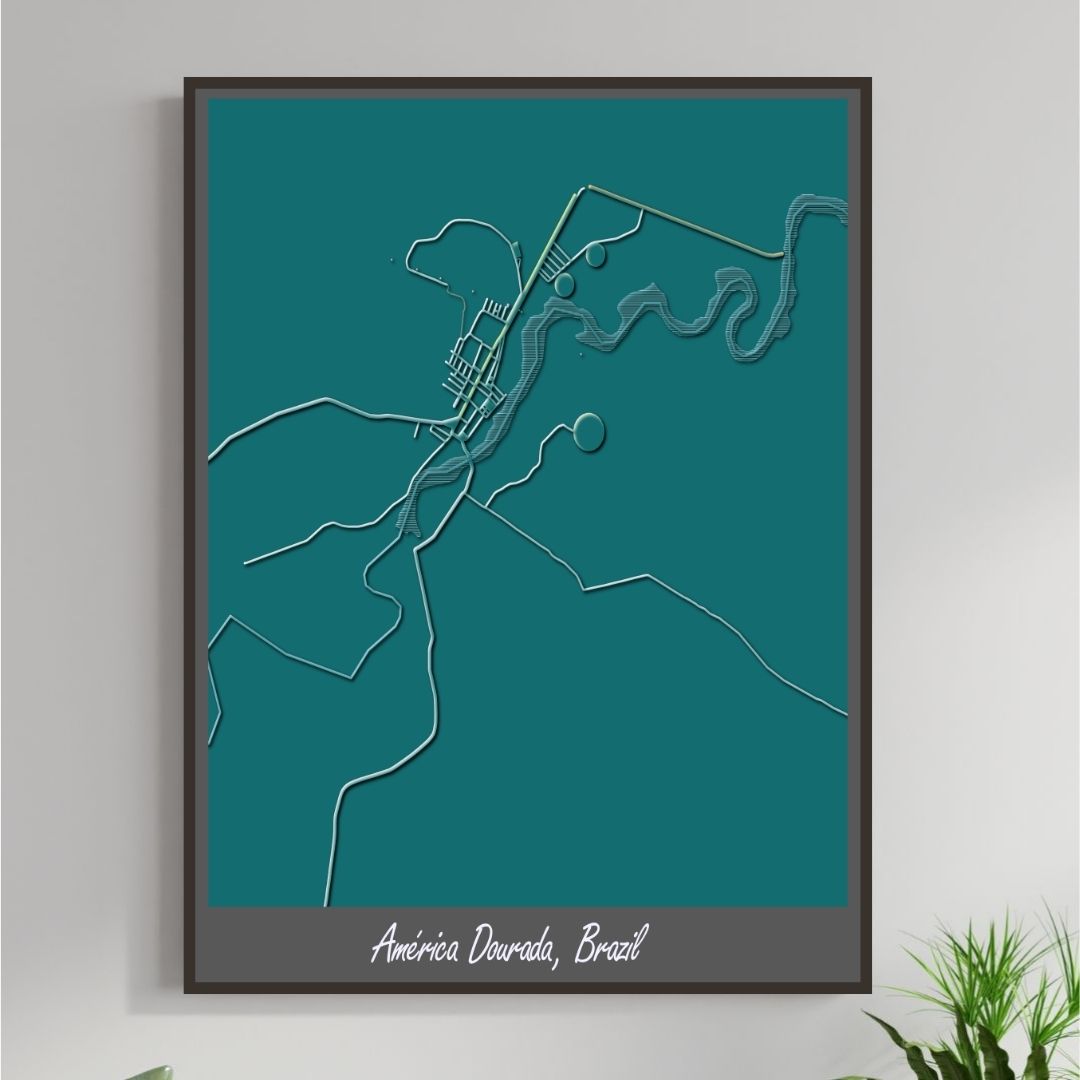 COLOURED ROAD MAP OF AMERICA DOURADA, BRAZIL BY MAPBAKES